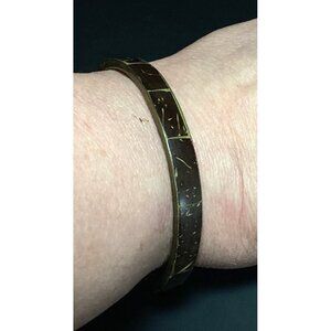Brass and Coconut Shell Inlay Bangle Bracelet Spacer Stackable